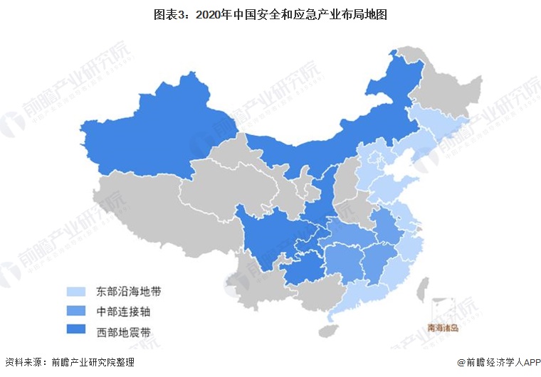 图表3:2020年中国安全和应急产业布局地图